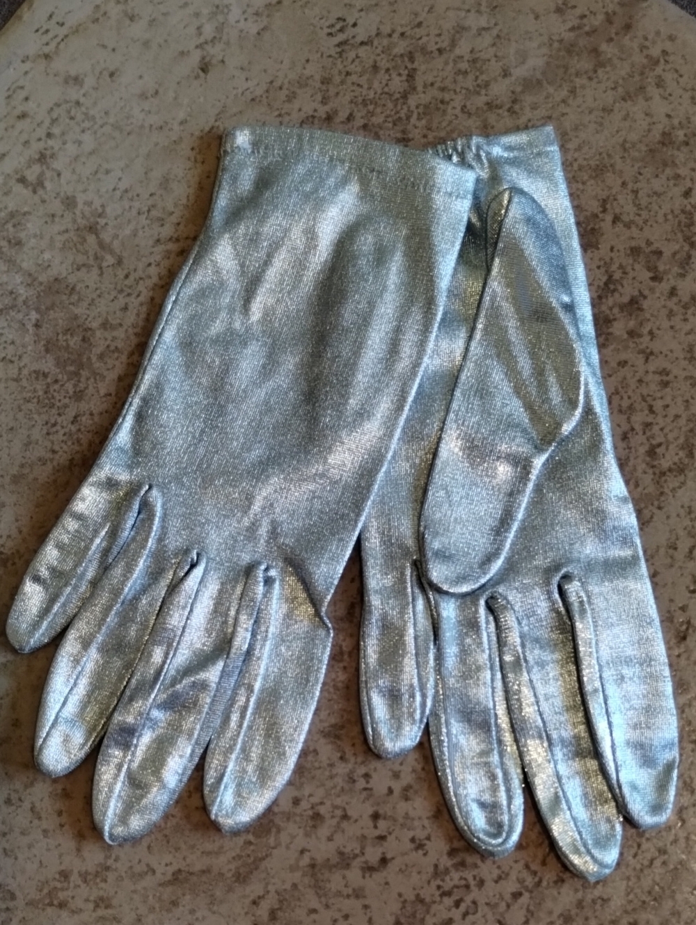 Metallic Silver Gloves